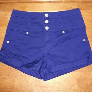 high waisted blue shorts